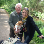 Picture of an Irishman and his dog after rescuing Kristian from the creek