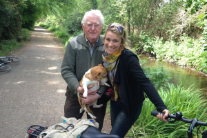 Picture of an Irishman and his dog after rescuing Kristian from the creek