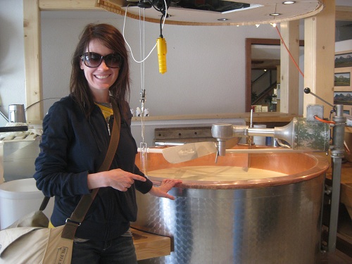 A giant vat of cheese in Gruyere, Switzerland