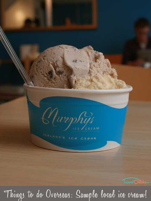Tasting Murphy's ice cream in Galway, Ireland
