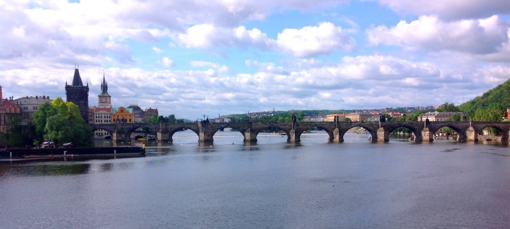 Charles Bridge on a beautiful sunny morning in Prague