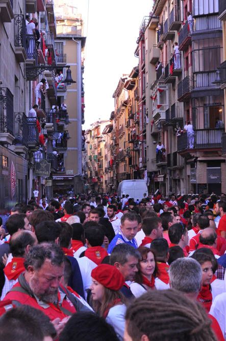 Crowded streets during the Running of the Bulls